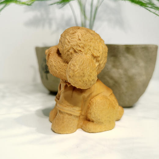 huaxin泰迪狗穿衣款黄杨摆件（单只） 商品图1