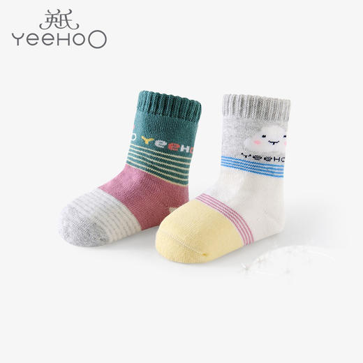 英氏-鞋袜类（秋）E1厚袜(2双装）A08浅灰色11CM 商品图0