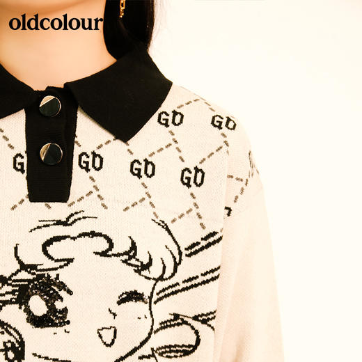 oldcolour秋季时尚玩味图案休闲气质中长款针织连衣裙M33106352 商品图3