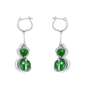 三生万福和田碧玉耳环