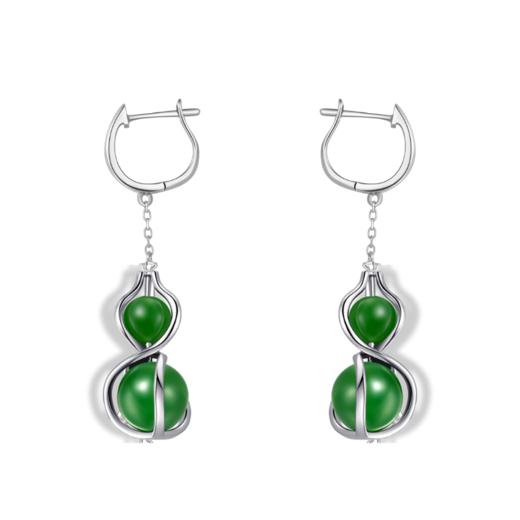 三生万福和田碧玉耳环 商品图0