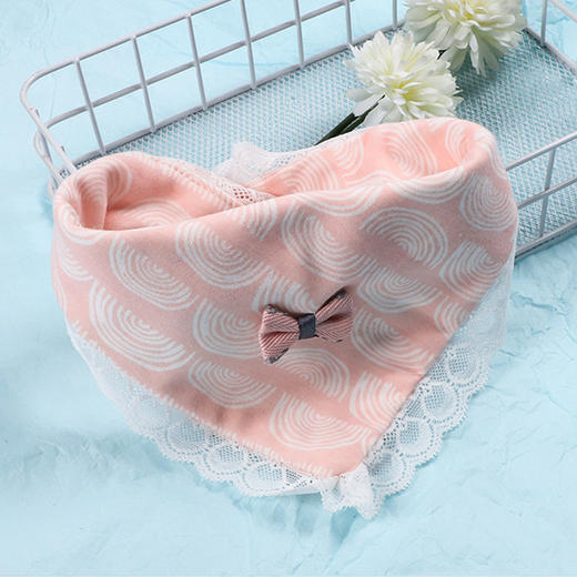 婴儿女蕾丝口水巾新生儿宝宝围嘴纯棉防水三角巾可爱公主款围兜七夕情人节 商品图3