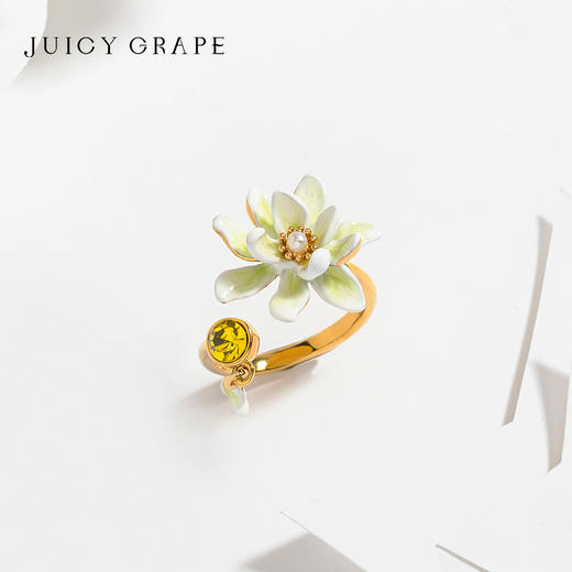 Juicy Grape栀子花开系列珐琅花朵戒指女开口可调节轻奢小众配饰 商品图3