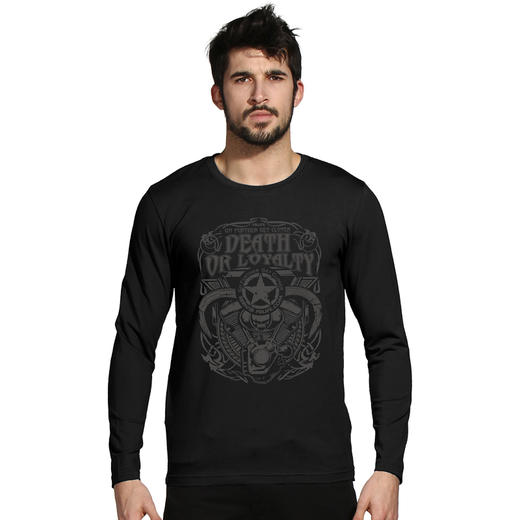 新款秋冬休闲个性弹力棉长袖运动印花T恤MOTORCYCLES机车 NMT-1688 商品图0