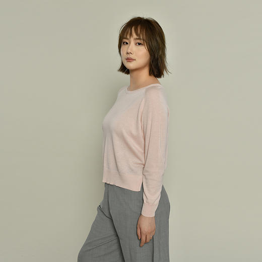 女士2021新款真丝羊绒长袖圆领套头衫 商品图3