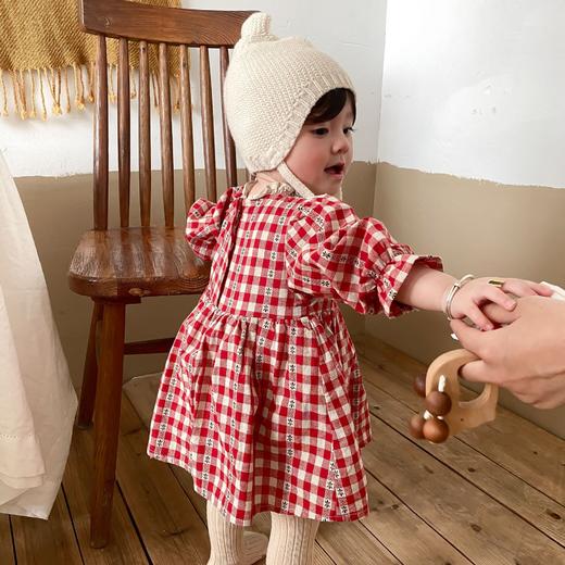 婴儿连体衣纯棉春秋连衣裙格子哈衣裙包屁裙衣爬服秋装婴童服饰 商品图2