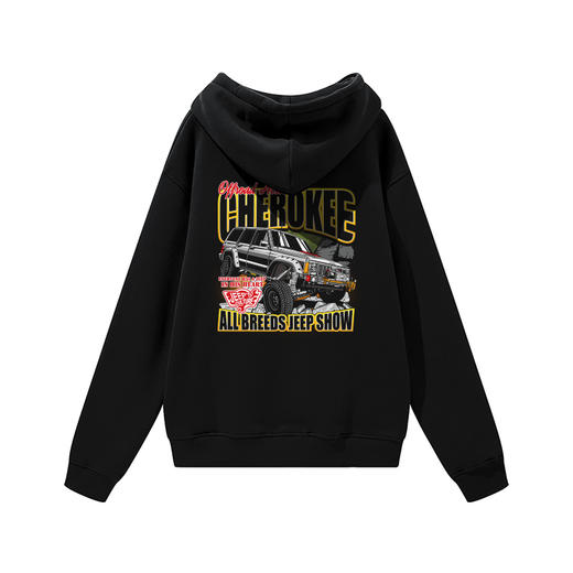 JEEP切诺基越野车 NMT-1702新款秋冬抓绒带帽加厚落肩休闲宽松卫衣 商品图3