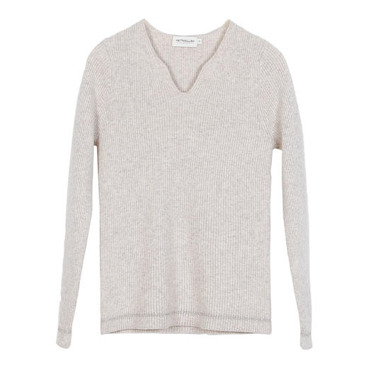 METTE羊绒世家21年女士100%山羊绒衫时尚V领修身显瘦打底针织毛衣 商品图8