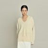 女士2021新款无染色纯山羊绒短款长袖V领套头衫 商品缩略图0