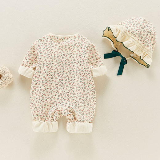 新品婴儿爬服连体衣新生女宝宝百天哈衣公主满月衣服洋气春秋套装 商品图1