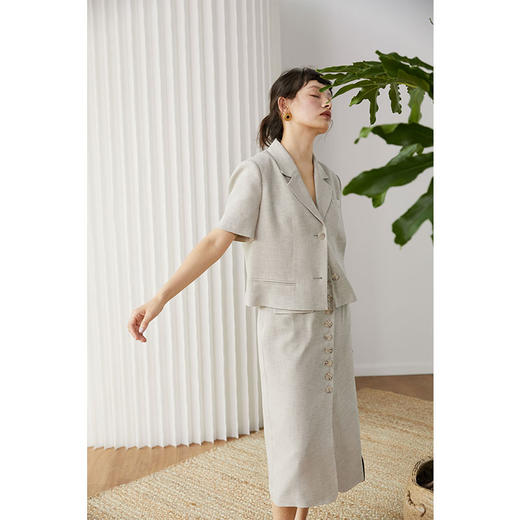 HeyDress醋酸法式半身裙女春薄款直筒开叉中长半裙高腰显瘦小众气质裙子 商品图1