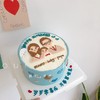 一家人/一家三口手绘蛋糕蓝色系-低糖处理无添加 商品缩略图2