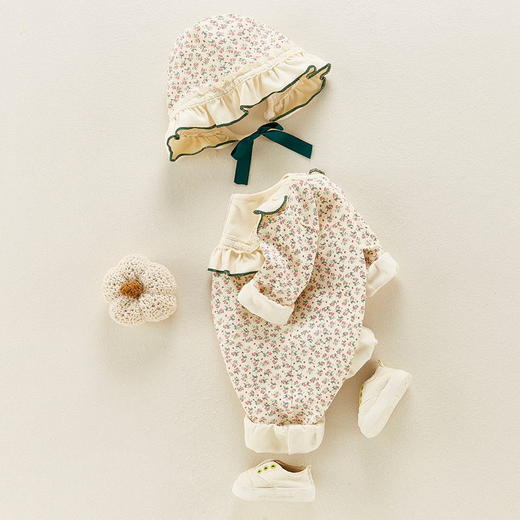 新品婴儿爬服连体衣新生女宝宝百天哈衣公主满月衣服洋气春秋套装 商品图2