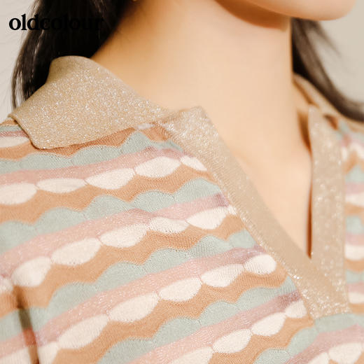 oldcolour秋季V领条纹百搭气质毛针织衫M32052252 商品图3