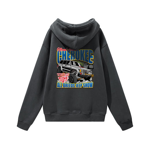 JEEP切诺基越野车 NMT-1702新款秋冬抓绒带帽加厚落肩休闲宽松卫衣 商品图5