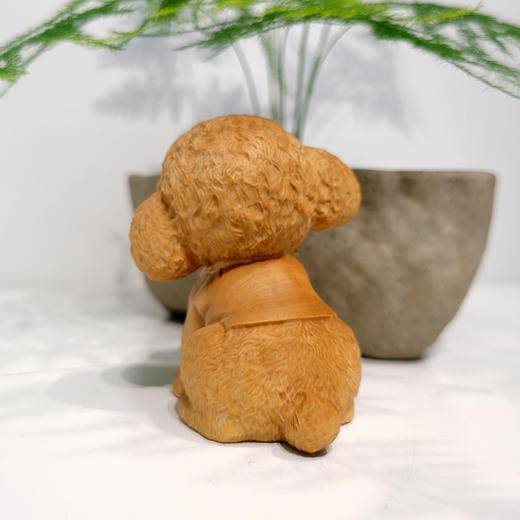 huaxin泰迪狗穿衣款黄杨摆件（单只） 商品图3