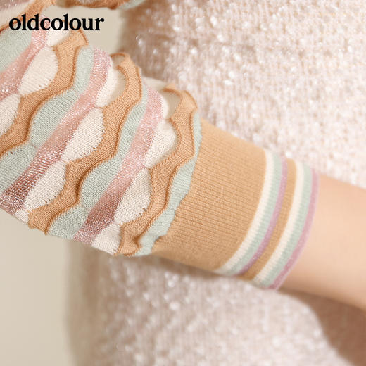 oldcolour秋季V领条纹百搭气质毛针织衫M32052252 商品图4