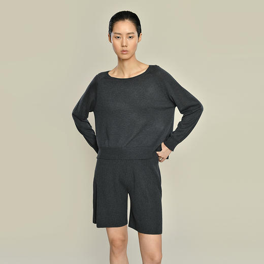 女士2021新款真丝羊绒长袖圆领套头衫 商品图1