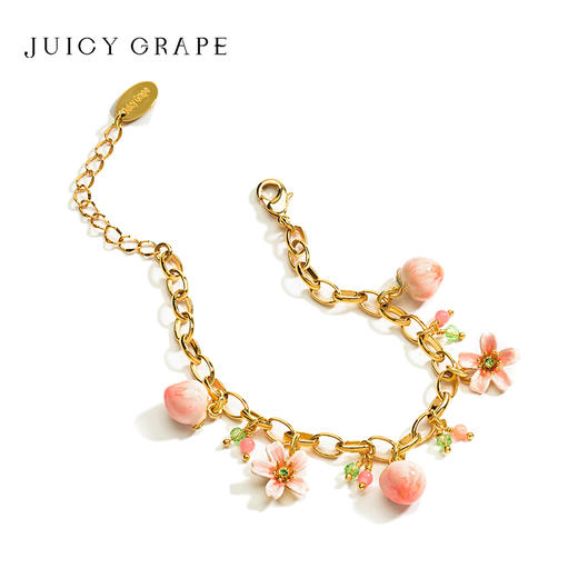 Juicy Grape水蜜桃手链女夏款原创甜美可爱水果桃子桃花饰品法式 商品图1