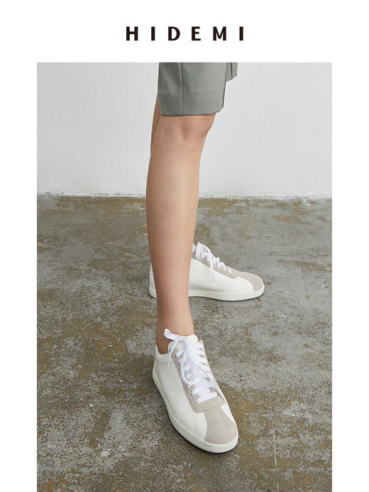 HIDEMI简约设计感小羊皮球鞋sneaker 黑色/白色/棕色 商品图13