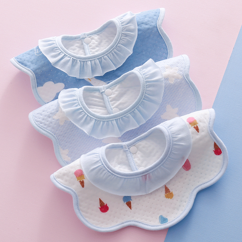 安吉小鸭棉初生婴儿口水巾四季男女宝宝防水围嘴新生儿围脖新款