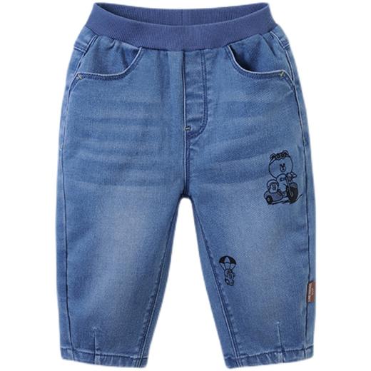 英氏-童衣类（秋）E1连梭长裤, 中牛仔蓝, 100CM 商品图4