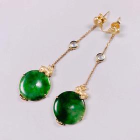 玉兔平安扣翡翠耳环【定制】
