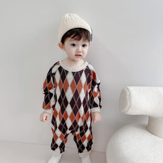 ins婴童韩版爬服秋婴儿针织印花连体衣男女宝宝春秋外出哈衣秋装 商品图2