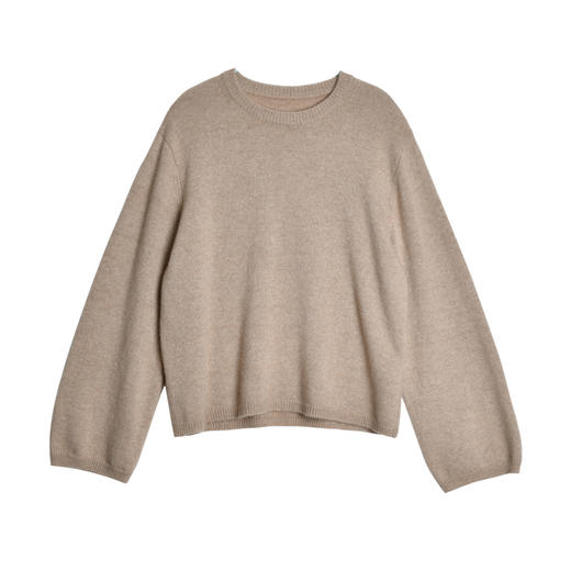 女士2021新款无染色纯山羊绒圆领阔袖套头衫 商品图4