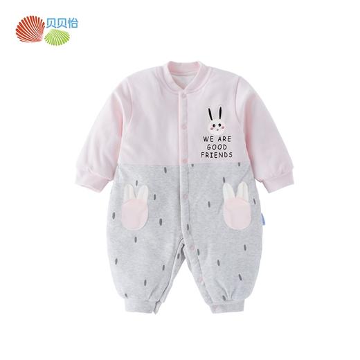 贝贝怡女宝宝婴儿夹棉加厚保暖连体衣哈衣爬服214L488
 商品图6