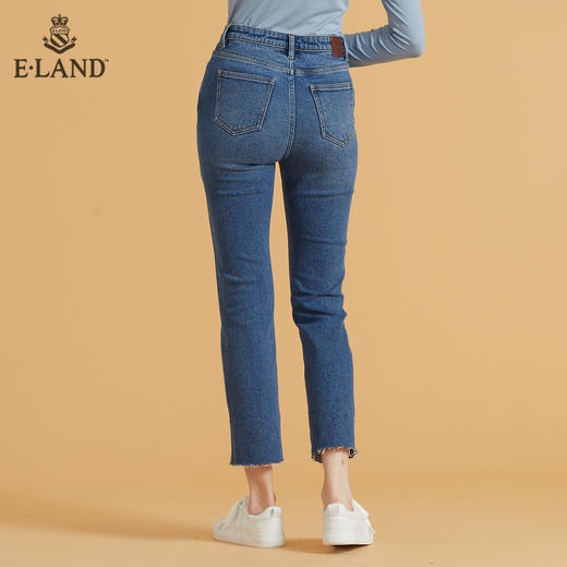 衣恋设计感裤脚修身直筒牛仔裤EETJB49C4M 商品图2