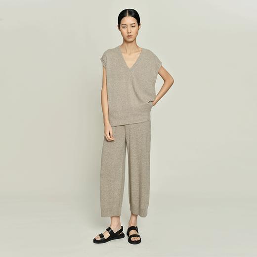 女士2021新款无染色纯羊绒纯色直筒九分裤 商品图1