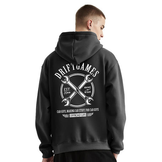 2021秋冬新款抓绒带帽休闲欧美机车范 NMT-1693潮流落肩宽松卫衣 商品图0