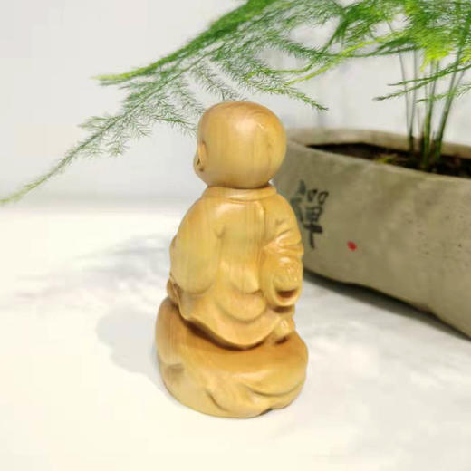 拿珠立岩沙弥°大款&小款黄杨木摆件 商品图2