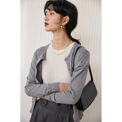 HeyDress针织开衫百搭长袖圆领外搭针织衫气质上衣毛衣外套 商品图2