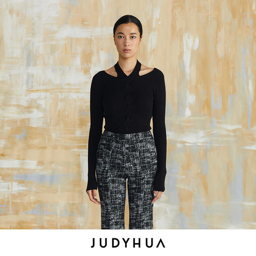 JUDYHUA 前领绞花设计针织上衣 JHB3M013 商品图4