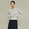 女士2021新款纯山羊绒衫圆领短款绞花套头衫 商品缩略图3
