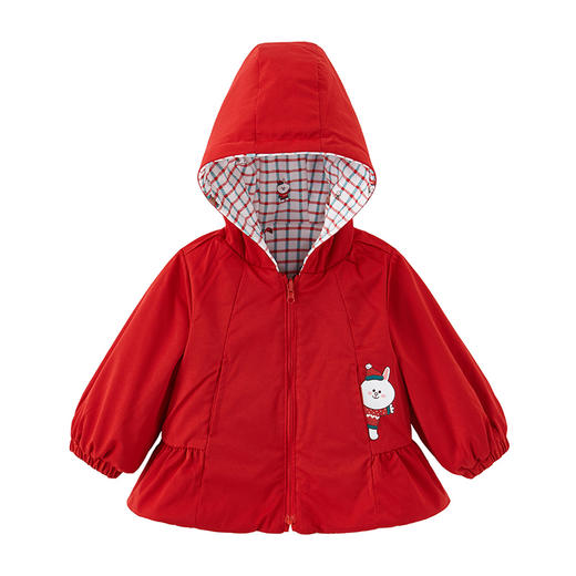 英氏-童衣类（秋）E1连针短帽外套英氏白100CM 商品图3