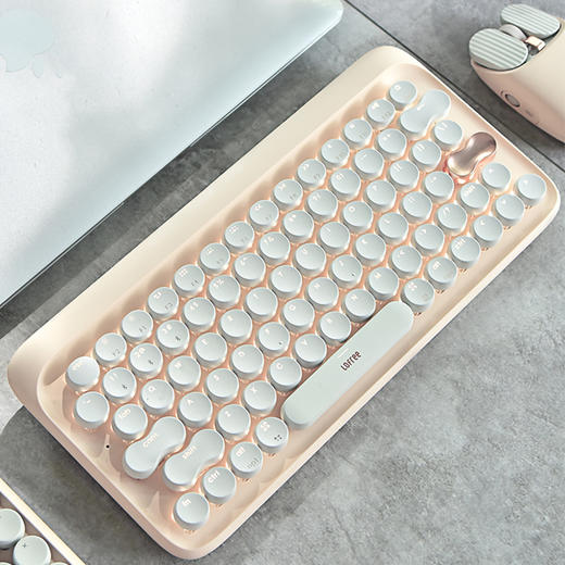 洛斐圆点蓝牙机械键盘EH112S-奶茶无线女生办公家用电竞笔记本 商品图2