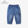 英氏-童衣类（秋）E1连梭长裤, 中牛仔蓝, 100CM 商品缩略图0