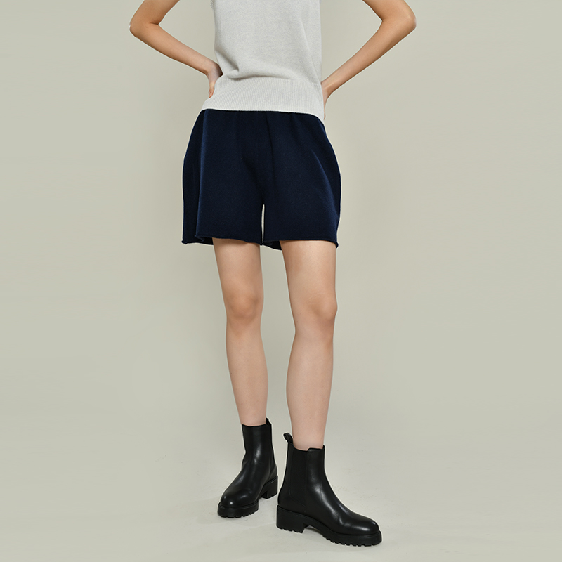女士2021新款羊毛混纺A型针织短裤