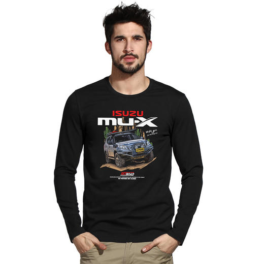 2021新款秋冬休闲长袖T恤ISUZU五十铃越野车 NMT-1686弹力棉印花圆领 商品图0