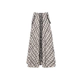 黑白格纹大摆长裙