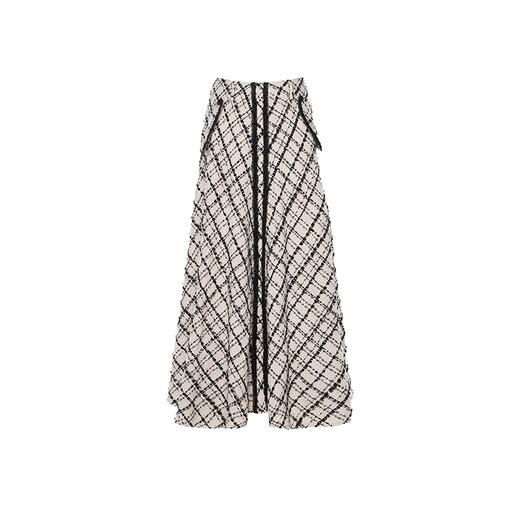 黑白格纹大摆长裙 商品图0