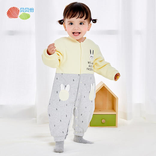 贝贝怡女宝宝婴儿夹棉加厚保暖连体衣哈衣爬服214L488
 商品图1