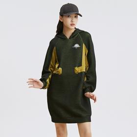 谜底2021秋季新款撞色拼接休闲连帽宽松卫衣连衣裙长袖213ML1742