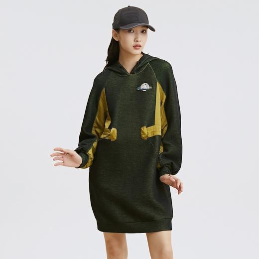 谜底2021秋季新款撞色拼接休闲连帽宽松卫衣连衣裙长袖213ML1742 商品图0