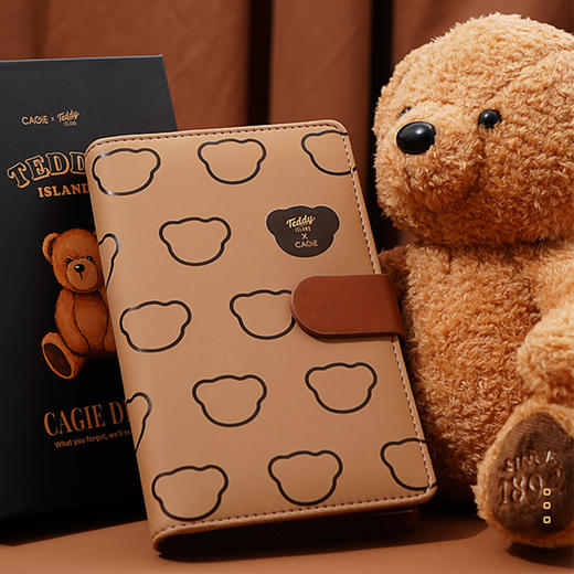 卡杰泰迪熊系列撞色搭扣本A6/CA6J-TD02记事本子少女心笔记本本子创意活页本可拆卸可爱少女手账本学生日记 商品图3