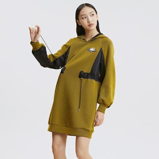 谜底2021秋季新款撞色拼接休闲连帽宽松卫衣连衣裙长袖213ML1742 商品图1