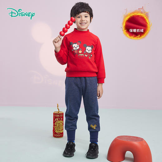 迪士尼米奇新款喜庆新年红男童加绒卫衣套装213T1291
 商品图1